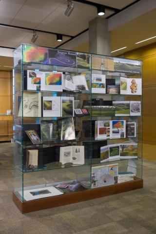 Close-up of the Newark Earthworks Exhibit at the Thompson Library. Image courtesy of The Ohio State University