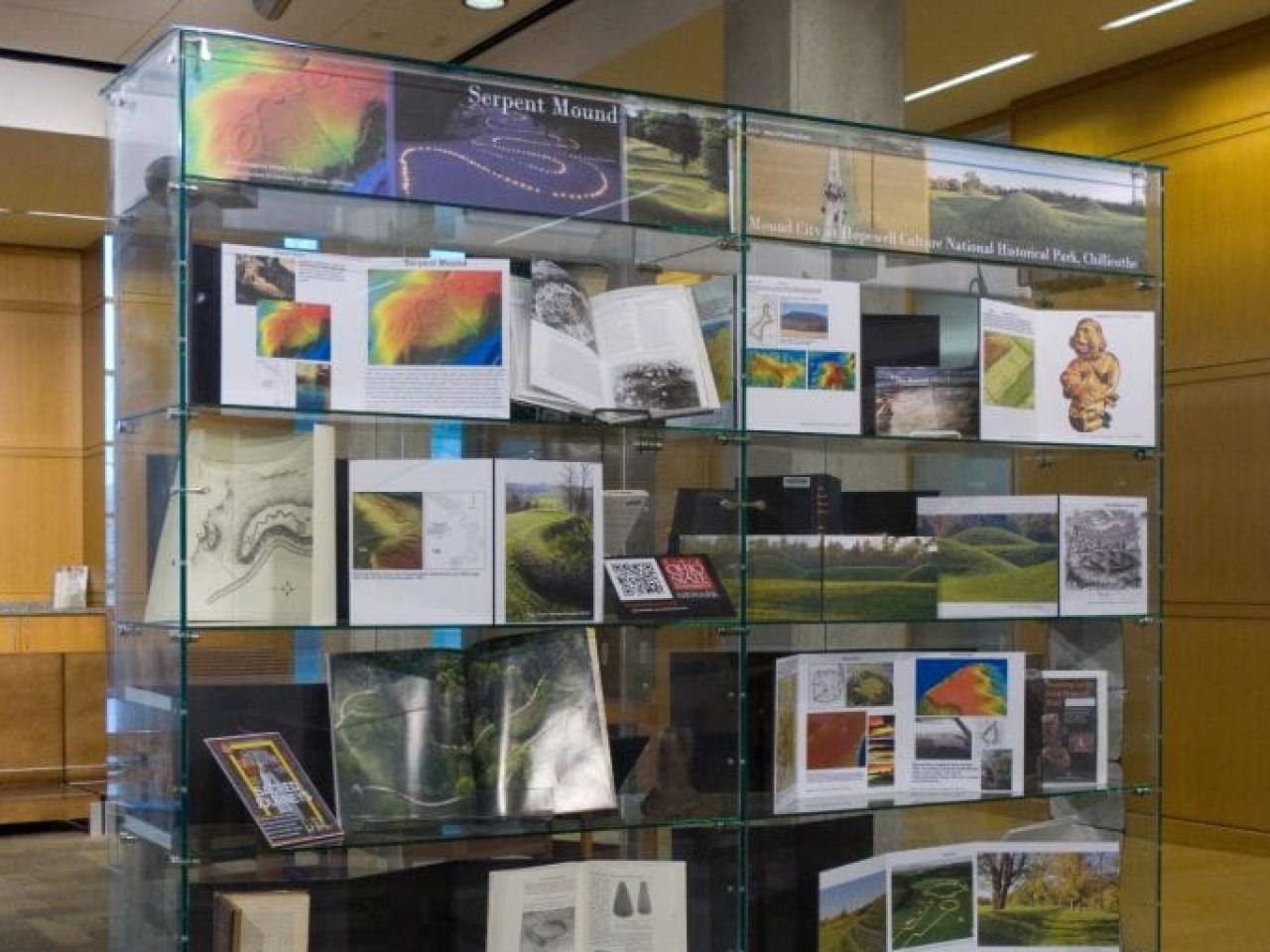 Close-up of the Newark Earthworks Exhibit at the Thompson Library. Image courtesy of The Ohio State University