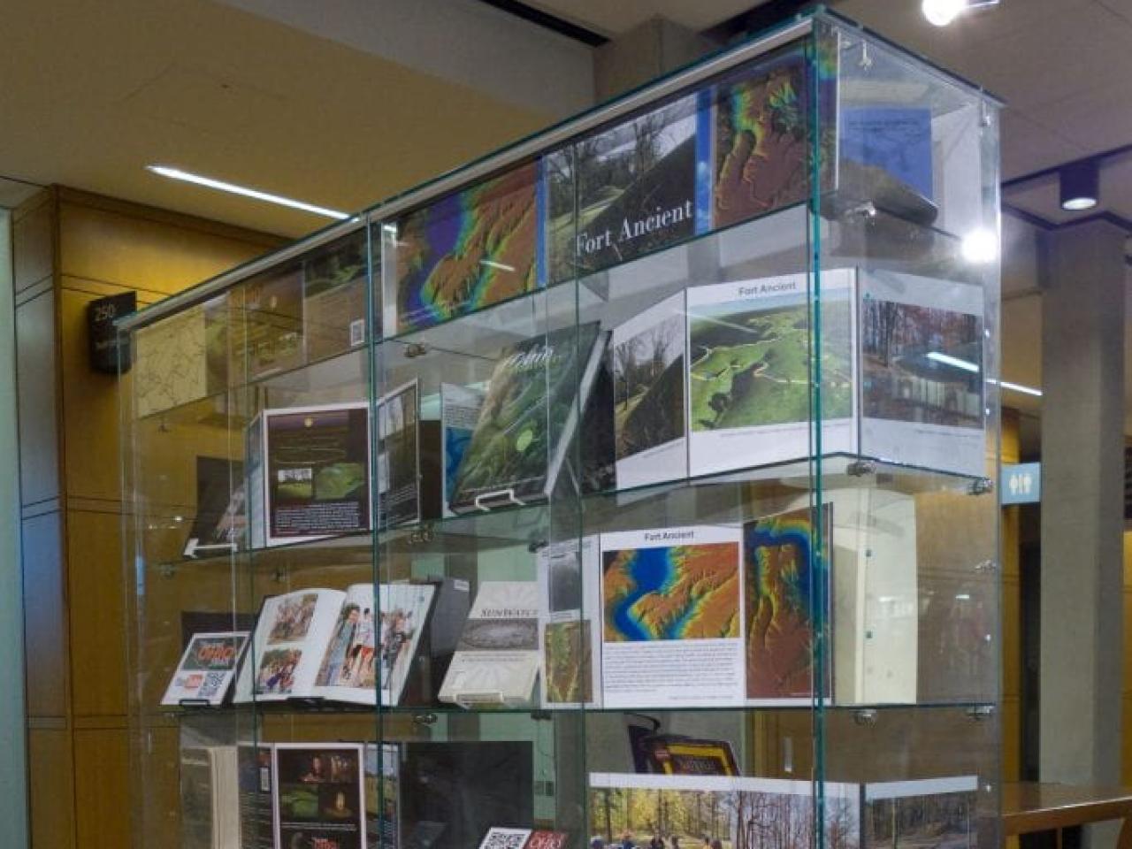 Close-up of the Newark Earthworks Exhibit at the Thompson Library. Image courtesy of The Ohio State University
